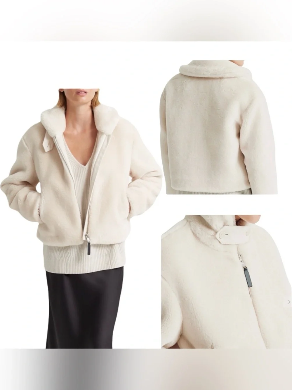 Club Monaco Women’s Novah Cropped Faux Fur Teddy Jacket XS